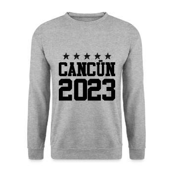 Cancun 2023 - Unisex Pullover - Weißgrau meliert - Vorne - Alina (178cm) & Michal (187cm)