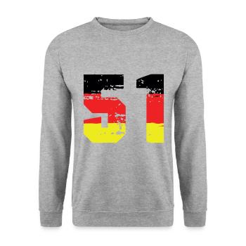 51 Numéro Allemagne Jersey - Sweat-shirt Unisexe - gris chiné - Devant - Alina (178cm) & Michal (187cm)