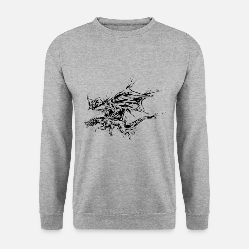 Drache - Unisex Pullover - Weißgrau meliert