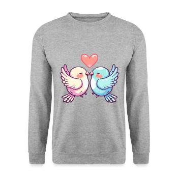Taube Paar Verliebt Vogel Peace Valentinstag - Unisex Pullover - Weißgrau meliert - Vorne - Alina (178cm) & Michal (187cm)