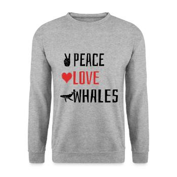 Peace Love Whales - Heart - Unisex Sweatshirt - salt & pepper - Front - Alina (178cm) & Michal (187cm)