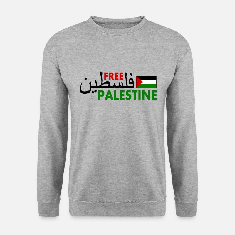 Free palestine فلسطين Palestina - Unisex Pullover - Weißgrau meliert