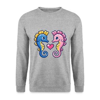 Seahorse Couple In Love Animal Valentine's Day - Unisex Sweatshirt - salt & pepper - Front - Alina (178cm) & Michal (187cm)