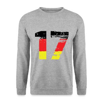 17 Number Germany Jersey - Unisex Sweatshirt - salt & pepper - Front - Alina (178cm) & Michal (187cm)