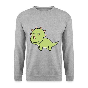 Dinosaur triceratops comic - Unisex Sweatshirt - salt & pepper - Front - Alina (178cm) & Michal (187cm)