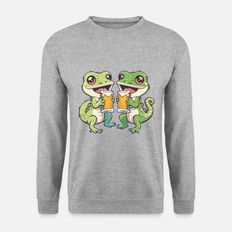 Lizard Comic Beer Party Drinking - Unisex Sweatshirt - salt & pepper