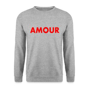 Amour - Unisex Pullover - Weißgrau meliert - Vorne - Alina (178cm) & Michal (187cm)