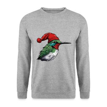 Kolibri Vogel Weihnachten Tier - Unisex Pullover - Weißgrau meliert - Vorne - Alina (178cm) & Michal (187cm)