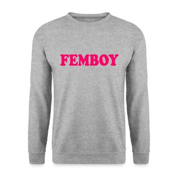 Femboy - Unisex Pullover - Weißgrau meliert - Vorne - Alina (178cm) & Michal (187cm)