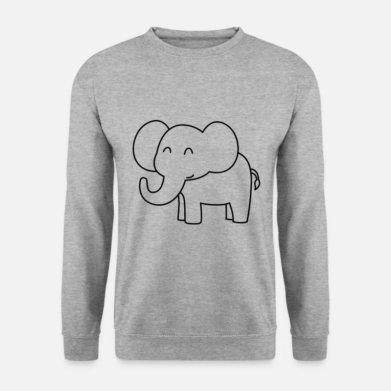 Elefant Comic - Unisex Pullover - Weißgrau meliert