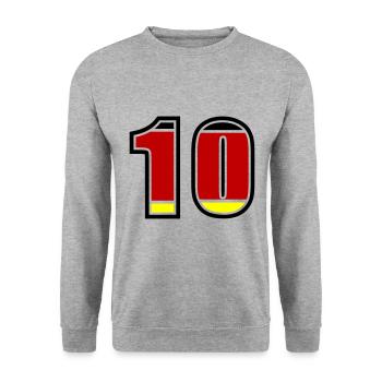10 Number Germany Jersey - Unisex Sweatshirt - salt & pepper - Front - Alina (178cm) & Michal (187cm)