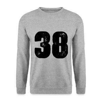 38 Number jersey - Unisex Sweatshirt - salt & pepper - Front - Alina (178cm) & Michal (187cm)