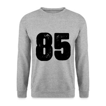 85 Zahl Trikot - Unisex Pullover - Weißgrau meliert - Vorne - Alina (178cm) & Michal (187cm)