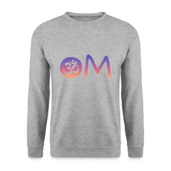 Om - Unisex Pullover - Weißgrau meliert - Vorne - Alina (178cm) & Michal (187cm)
