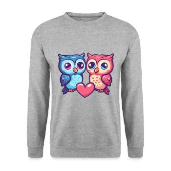 Owl Couple Love Couple In Love - Unisex Sweatshirt - salt & pepper - Front - Alina (178cm) & Michal (187cm)