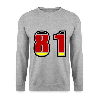 81 Number Germany Jersey - Unisex Sweatshirt - salt & pepper - Front - Alina (178cm) & Michal (187cm)