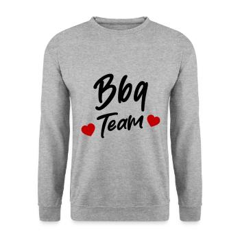 BBQ Grill Team - Unisex Pullover - Weißgrau meliert - Vorne - Alina (178cm) & Michal (187cm)