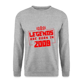 2009 legends born in - Unisex Sweatshirt - salt & pepper - Front - Alina (178cm) & Michal (187cm)