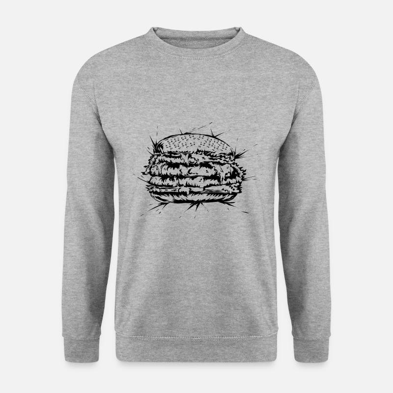 Burger - Unisex Pullover - Weißgrau meliert