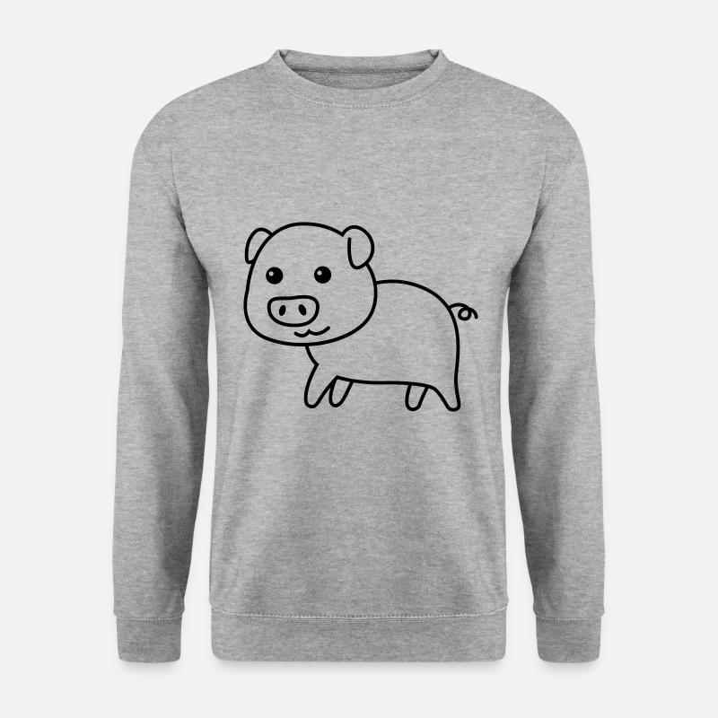 Schwein Comic Tier - Unisex Pullover - Weißgrau meliert