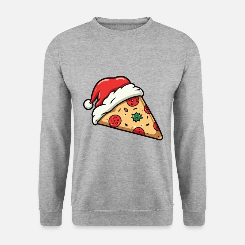 Pizza Weihnachten Essen - Unisex Pullover - Weißgrau meliert