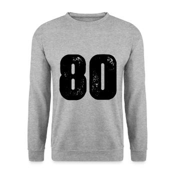 80 Zahl Trikot - Unisex Pullover - Weißgrau meliert - Vorne - Alina (178cm) & Michal (187cm)