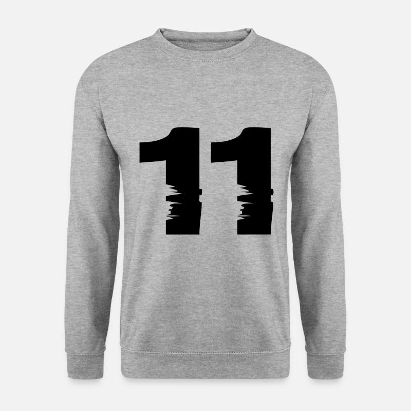 11 Zahl - Unisex Pullover - Weißgrau meliert