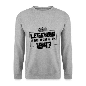 1947 Legends Born in - Unisex Sweatshirt - salt & pepper - Front - Alina (178cm) & Michal (187cm)