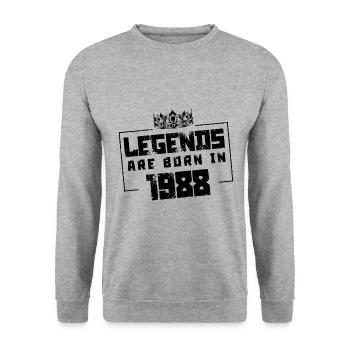 1988 legends born in - Unisex Pullover - Weißgrau meliert - Vorne - Alina (178cm) & Michal (187cm)