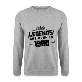 1990 Legends Born in - Unisex Sweatshirt - salt & pepper - Front - Alina (178cm) & Michal (187cm)