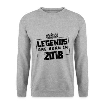 2018 legends born in - Unisex Sweatshirt - salt & pepper - Front - Alina (178cm) & Michal (187cm)