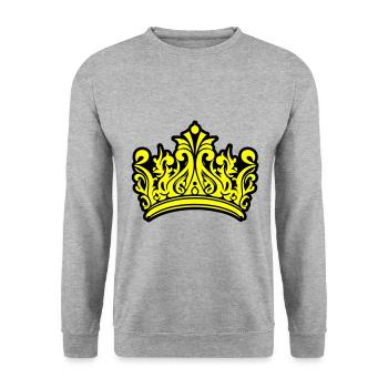 Krone Symbol Design - Unisex Pullover - Weißgrau meliert - Vorne - Alina (178cm) & Michal (187cm)