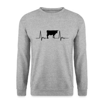 Heartbeat cow - Unisex Sweatshirt - salt & pepper - Front - Alina (178cm) & Michal (187cm)