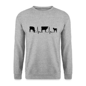 Heartbeat cows - Unisex Sweatshirt - salt & pepper - Front - Alina (178cm) & Michal (187cm)
