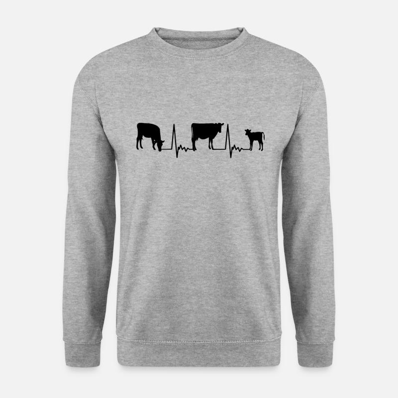 Herzschlag Kühe - Unisex Pullover - Weißgrau meliert