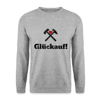 Glückauf - Unisex Pullover - Weißgrau meliert - Vorne - Alina (178cm) & Michal (187cm)