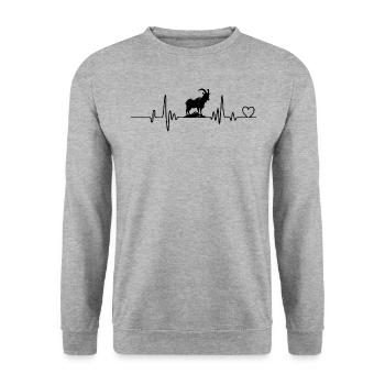 Herzschlag der Ziege - Unisex Pullover - Weißgrau meliert - Vorne - Alina (178cm) & Michal (187cm)