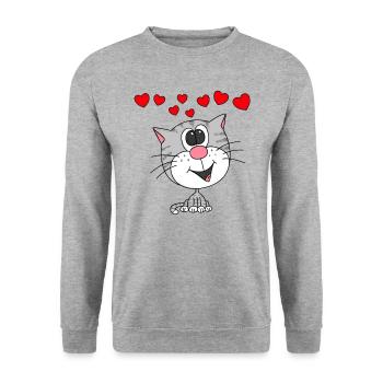 Valentines Day Cat Lady Wedding Anniversary - Unisex Sweatshirt - salt & pepper - Front - Alina (178cm) & Michal (187cm)