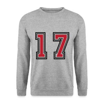 17 Symbole numérique - Sweat-shirt Unisexe - gris chiné - Devant - Alina (178cm) & Michal (187cm)