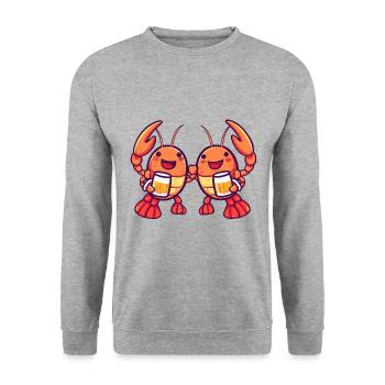 Hummer Krebs Bier Lustig Party - Unisex Pullover - Weißgrau meliert - Vorne - Alina (178cm) & Michal (187cm)