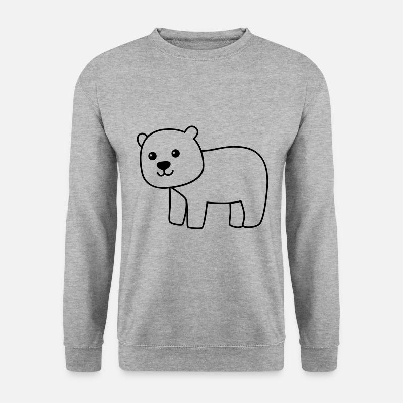 Eisbär Comic Tier - Unisex Pullover - Weißgrau meliert