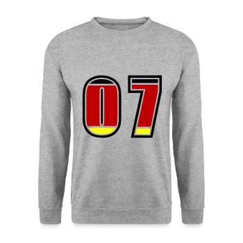 7 Number Germany Jersey - Unisex Sweatshirt - salt & pepper - Front - Alina (178cm) & Michal (187cm)