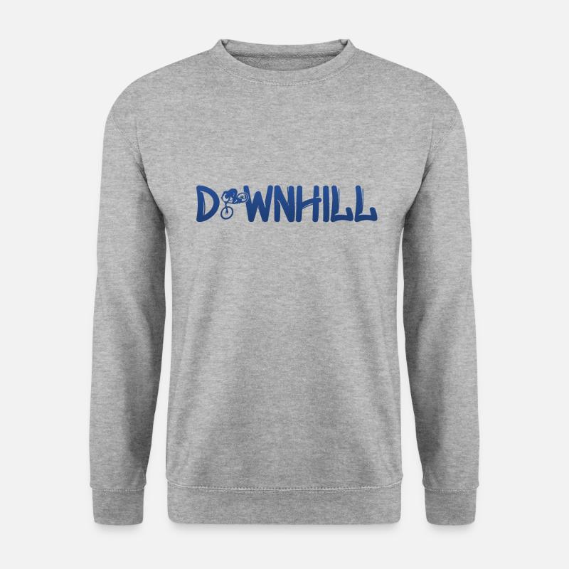 Downhill mit Biker - Unisex Pullover - Weißgrau meliert