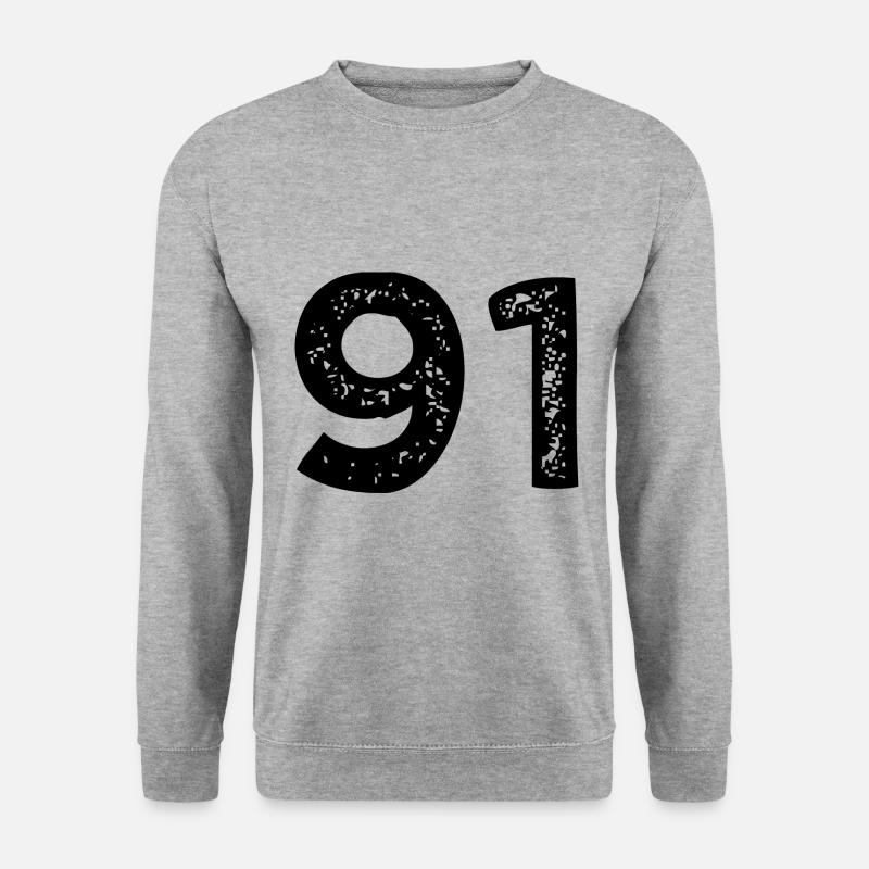 91 Zahl Trikot - Unisex Pullover - Weißgrau meliert