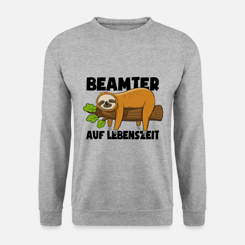 Faultier Beamter auf Lebenszeit - Spruch - Unisex Pullover - Weißgrau meliert