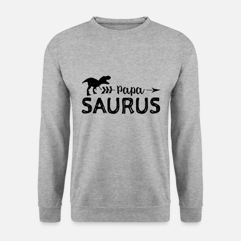 Papa Saurus - Vater - Unisex Pullover - Weißgrau meliert