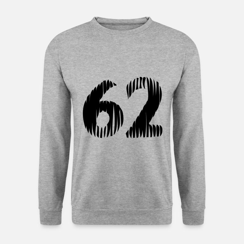 62 Zahl Trikot - Unisex Pullover - Weißgrau meliert