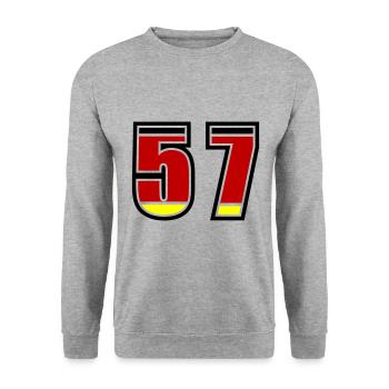 57 Number Germany Jersey - Unisex Sweatshirt - salt & pepper - Front - Alina (178cm) & Michal (187cm)
