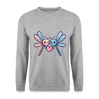 Libellule Couple Amoureux Animal Saint Valentin - Sweat-shirt Unisexe - gris chiné - Devant - Alina (178cm) & Michal (187cm)