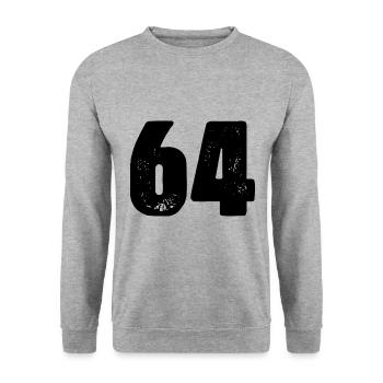 64 Zahl Trikot - Unisex Pullover - Weißgrau meliert - Vorne - Alina (178cm) & Michal (187cm)